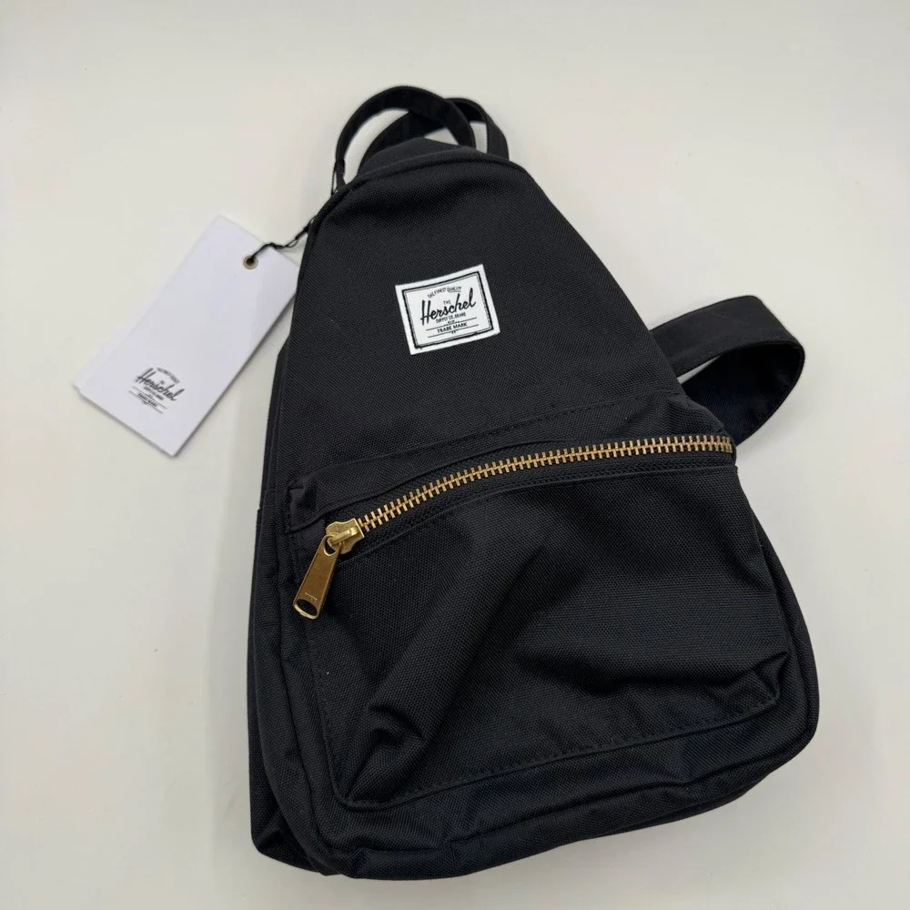 Herschel Supply Co Nova Mini Backpack Black Gold Zipper 10501-00001-OS NWT